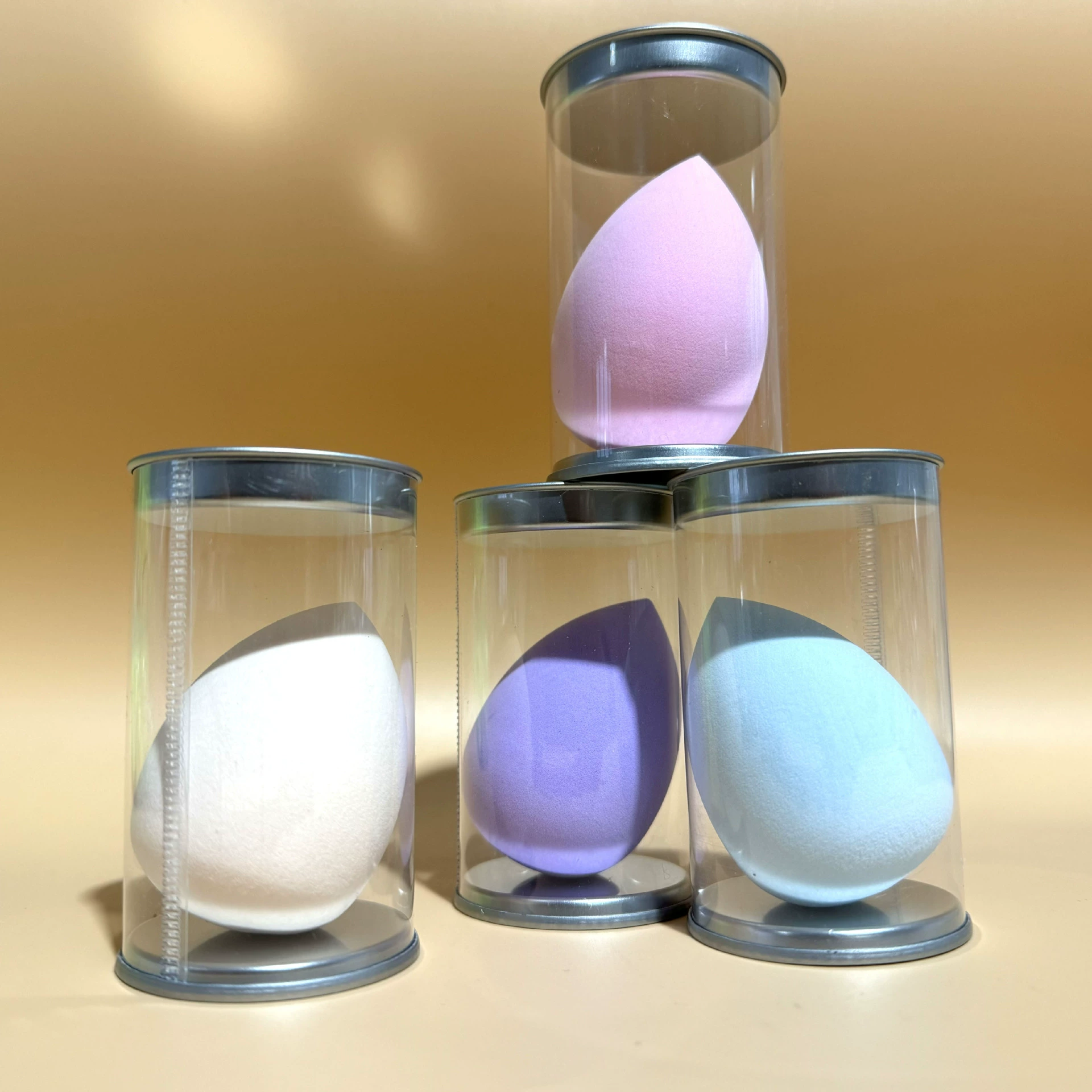Спонж для макияжа (мягкий) — разноцветные Beauty Eggs, косой срез и формы капли воды, набор 20 шт