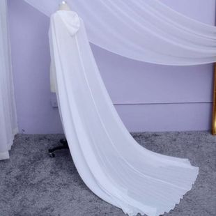 New Wedding Bride Cloak Model Stage Show Cloak Long Trailing Hooded Shawl European and American Foreign Trade