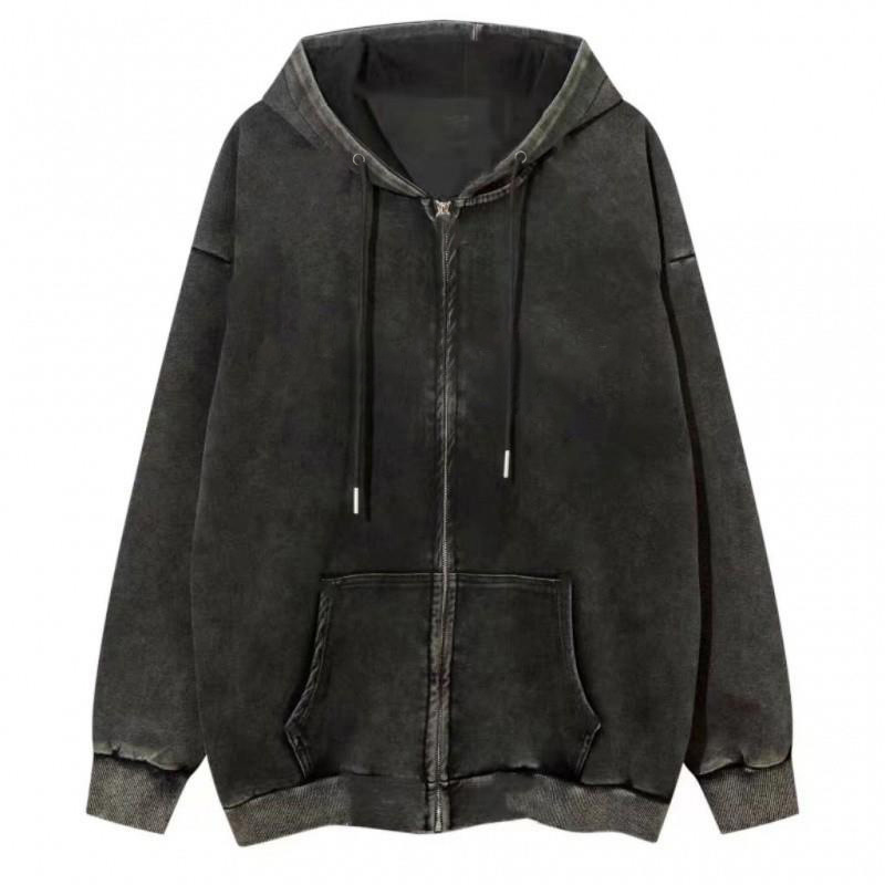洗水卫衣定制团体服饰印logo美式做旧连帽开衫工作服外套加绒跨境|undefined