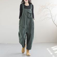 文艺复古大码工装背带裤女韩版宽松春秋2023新款连体哈伦裤潮