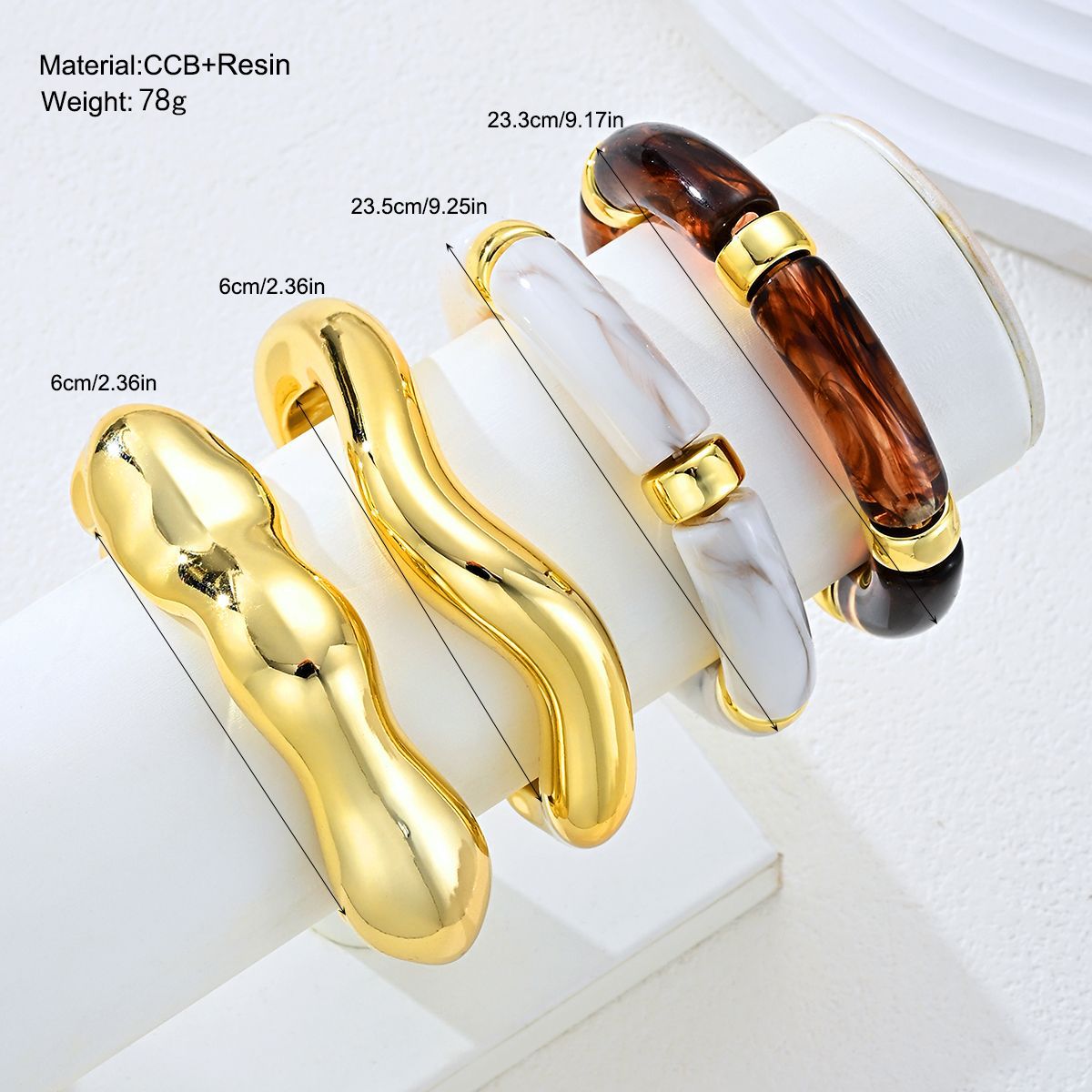 La moda europea y americana transfronteriza acrílica personalidad brazalete de tubo curvo de mármol arco tubo de bambú elástico brazalete exagerado