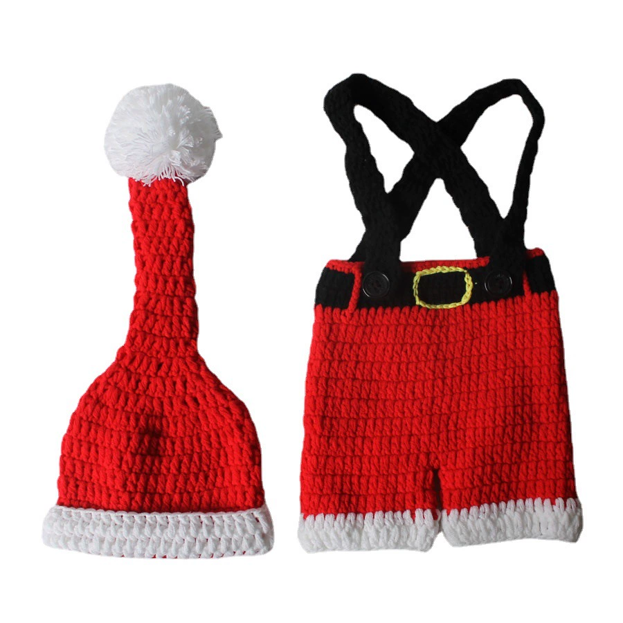 Children's photography props for photo sessions, Christmas red colored woolen camera, set