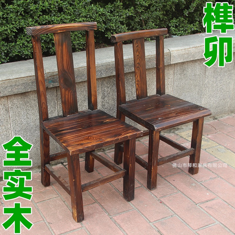 chair black Dining chair solid wood backrest Dining chair pine Charcoal hotel Hot Pot Hotel Breakfast shop Pot shops Dining chair