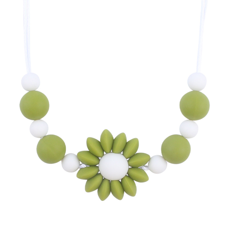 Bebé collar de flores de dibujos animados bebé creativo cuentas de silicona mordedura molar masticable COLLAR COLGANTE hecho a mano