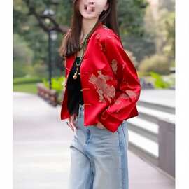 洋气新中式国风印花盘扣短外套女2025春季新款高级气质显瘦小上衣