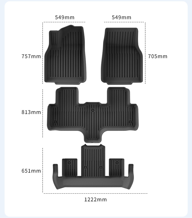 Suitable for 25 Tesla Model Yl Car Floor Mats, Stain-Resistant and Waterproof Special Car Floor Mats, Tpe Floor Mats
