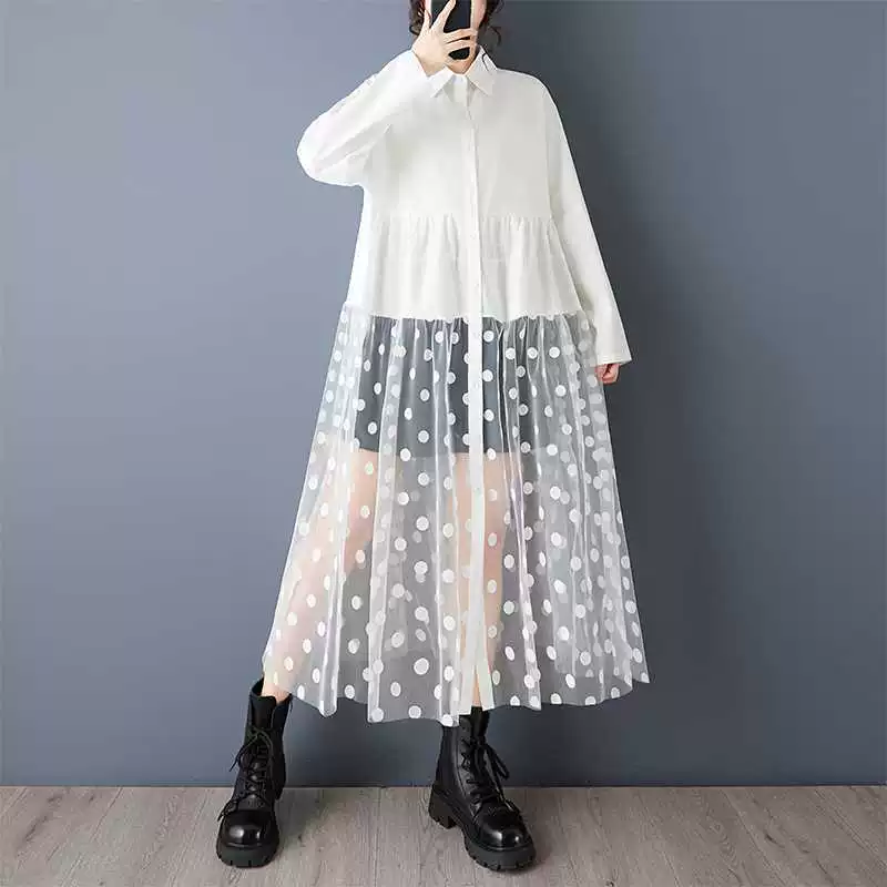 Autumn cute shirt for leisure, dress, oversize