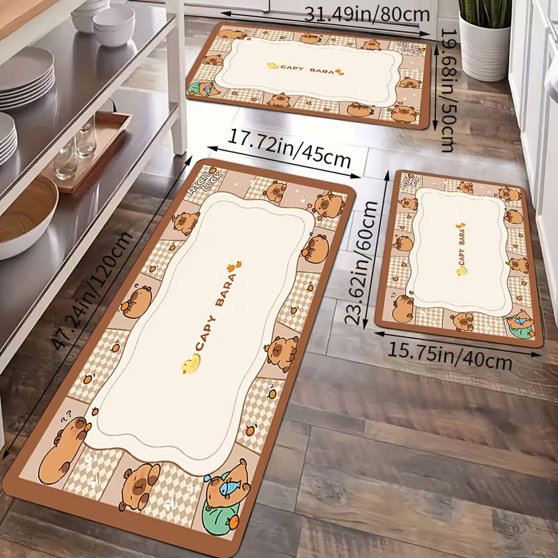Cocina transfronteriza de tres piezas cojín de piso lavable barro de diatomas absorción de agua a prueba de aceite cojín de alfombra resbaladiza resistente a la suciedad cojín de pies