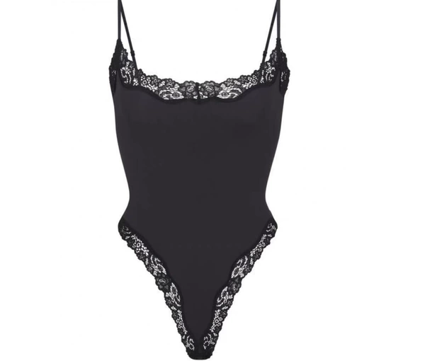 Black lace overall, trousers, lace dress