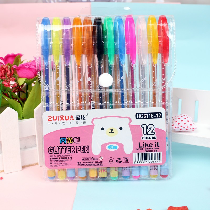 Bolígrafo de gel intermitente para niños, bolígrafo de cuenta manual para tomar notas, marcador para estudiantes, marcador, marcador clave, bolígrafo de acuarela