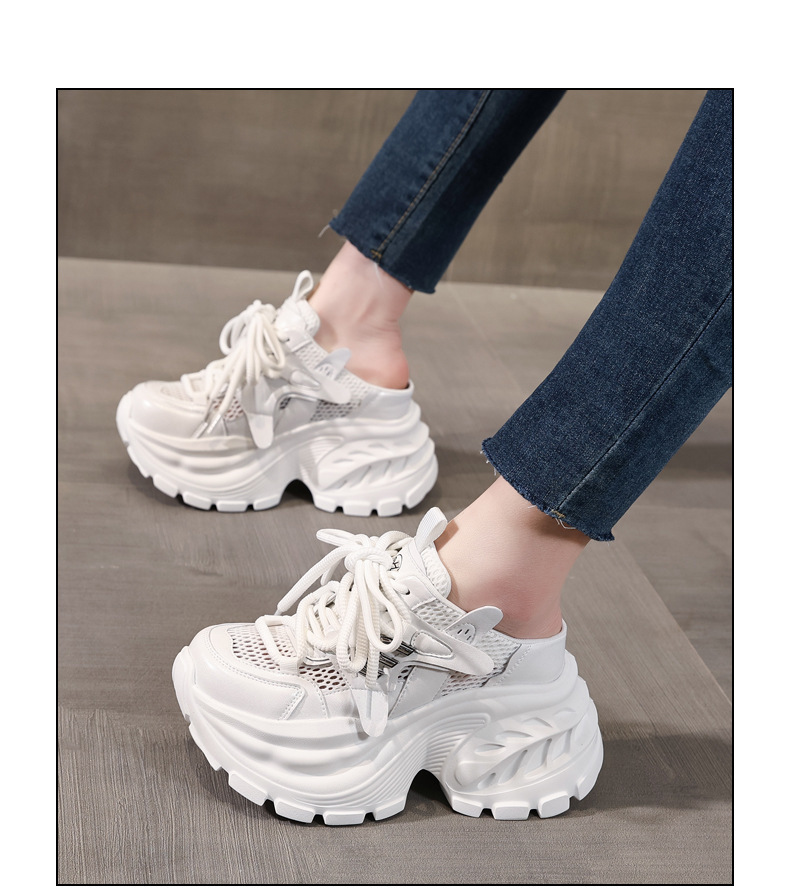 Giày sneaker nữ đế dày tăng chiều cao phong cách Hàn Quốc mùa hè 2026 — màu sắc, màu trắng chi tiết 15
