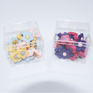 Source Manufacturer Cross-Border 12 New Push Pins Resin Macaron Color Flower Stereo Push Pins Photo Wall