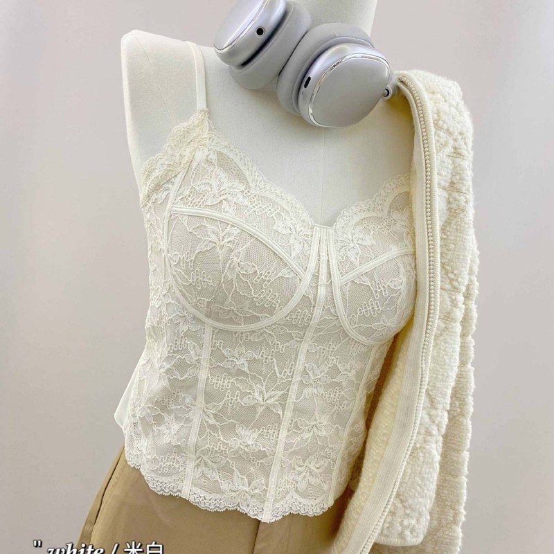 艾迪莎6100秋季深V蕾丝背心内搭一体式聚拢外穿防下垂吊带内衣女|undefined