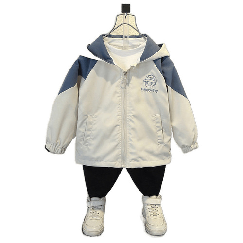 Boys 'coat, spring and autumn, Korean style color-matched jacket, new style hoodie, small girl card
