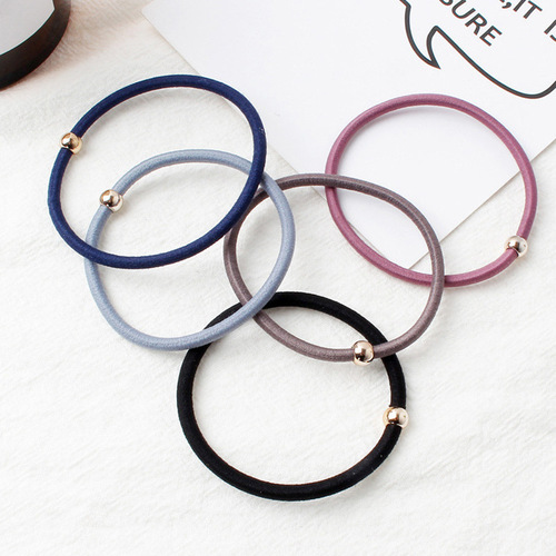 Korean version of small gold beads and thin headband, basic high elastic rubber band, seamless hair tie for ladies, fine hair accessories wholesale