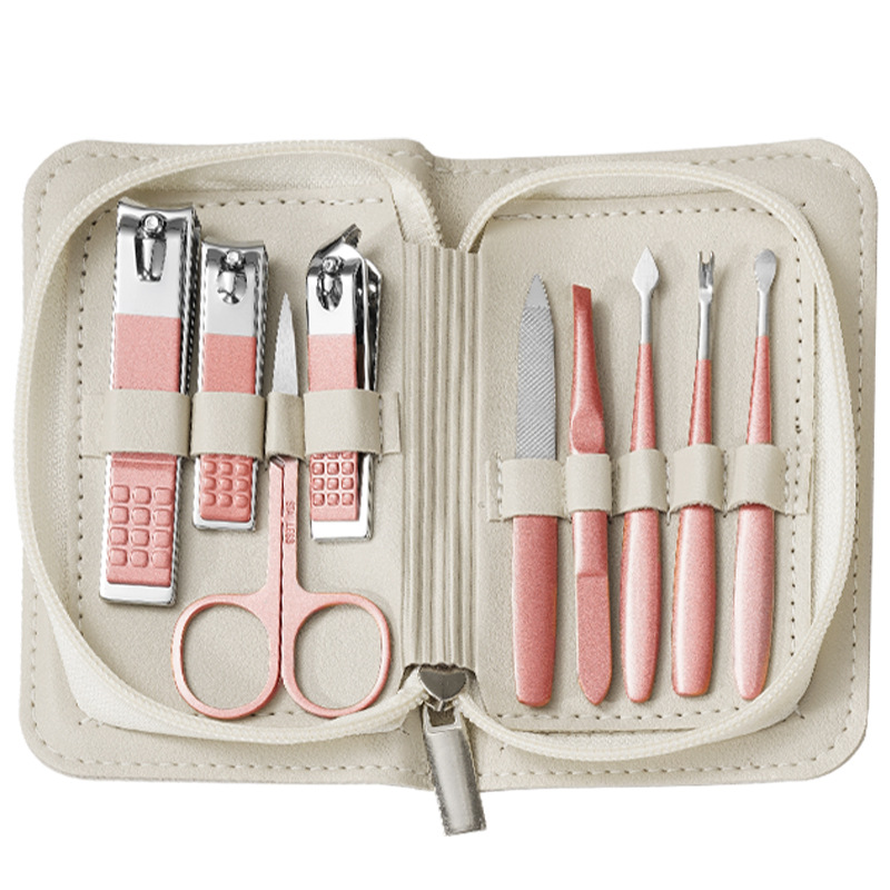 Heimat schräge Nagelschere Mädchen Rosa Set Edelstahl Ohrlöffel Nagelschere Augenbrauenschere Maniküre- und Pediküre-Werkzeuge