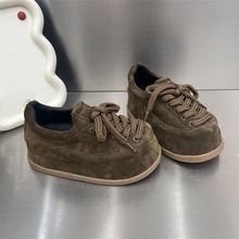 爆款欧洲站大头鞋女厚底鞋2025秋冬季小个子增高磨砂皮潮酷松糕鞋