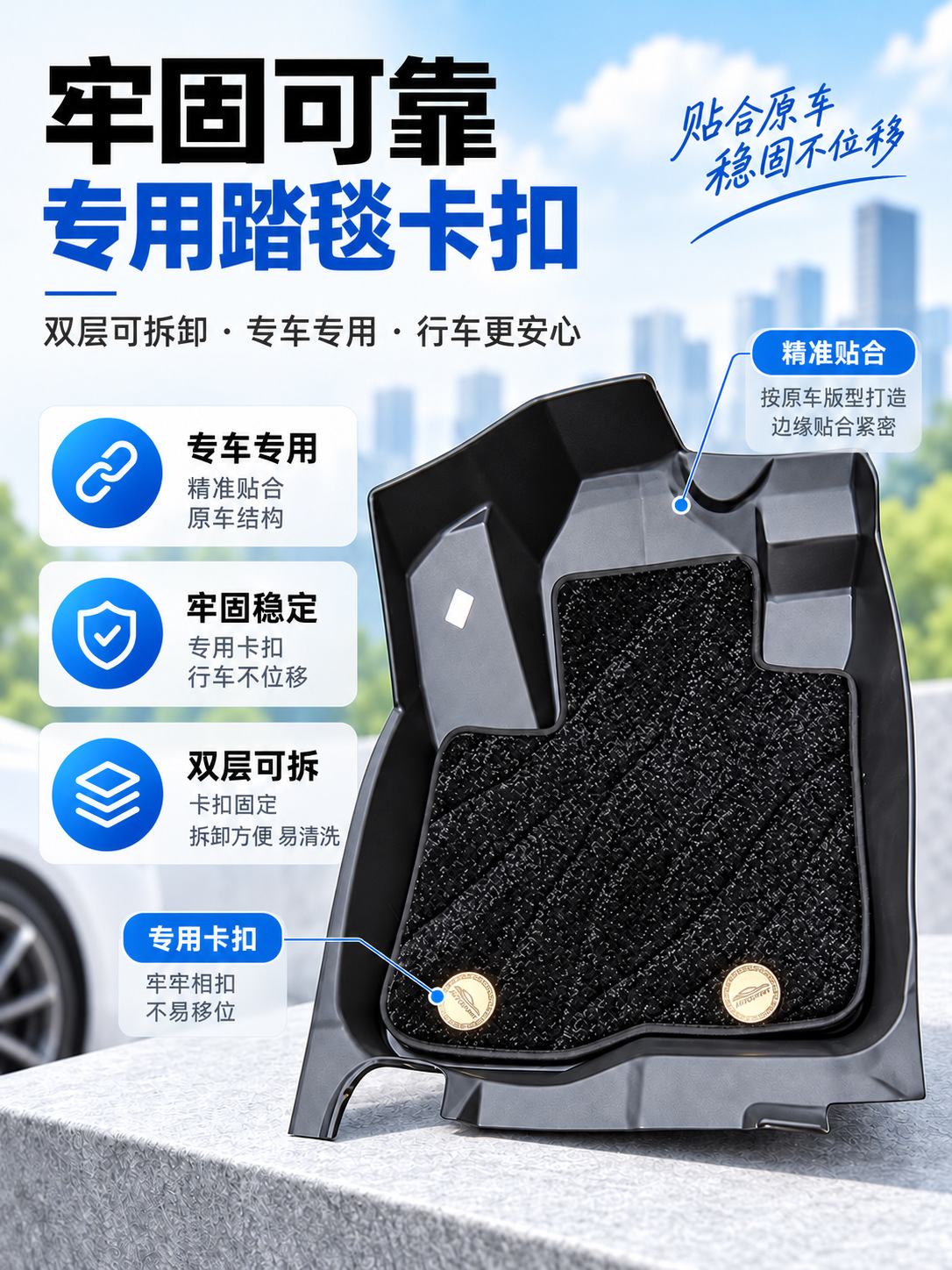 TPE car floor mats, eco-friendly and odorless, thickened for enhanced grip, a set of car floor mats that are waterproof and easy to clean