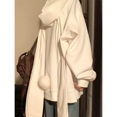 誰が愛していないのか!えっ!えっ! 甘いクールでかわいい帽子付きの女性INSは、ゆったりしたカーディガンのコートを厚くしています