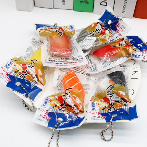 Simulation bag-style Japanese sushi keychain fun food toy Japanese cuisine salmon sushi rice ball pendant ornament