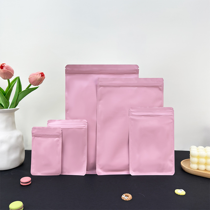Pink Aluminized Frosted Ziplock Bag Opaque Blind Bag Empty Bag High-Value Jewelry Small Gift Blind Box Packaging Bag