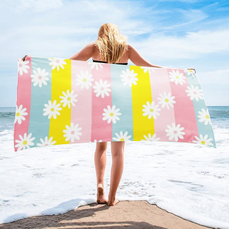 En stock, nueva toalla de baño de playa de microfibra transfronteriza, toalla estampada, toalla de baño absorbente de vacaciones de natación en la playa