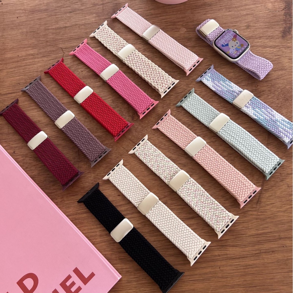 彩色磁吸尼龙编织表带适用苹果iwatch11代10/987UltraSE