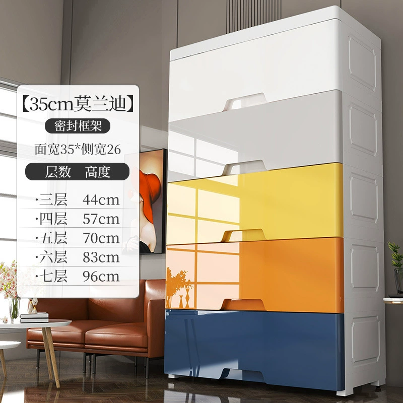 Plastic Drawer Storage Cabinet, 35/48/73 cm, Modular 3–7 Layer Drawers, Macaron/Morandi/White