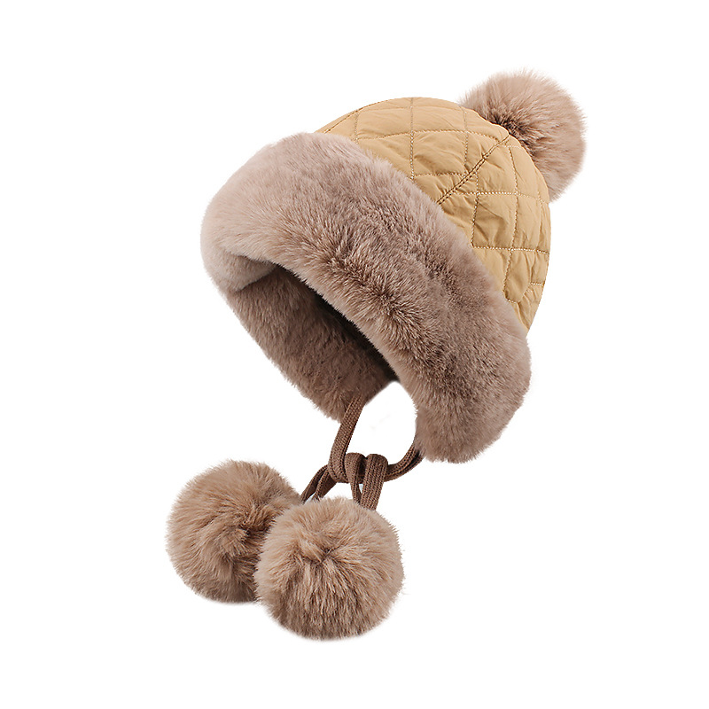 Donzen katoenen dames Koreaanse editie Sweet Cute Ball Lei Feng Winter verdikte en warme oorbescherming pluche hoed_voghion.com