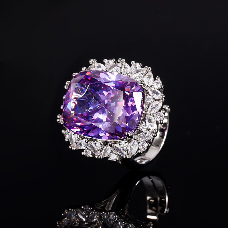 2024 Nuevo Zhuang Shengsheng Jewelry Fondo de cobre chapado en oro simulación nido de pájaro corte temperamento de diamante púrpura traje 15*20-10*12