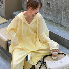 特大码300斤胖MM连帽卫衣运动服套装女秋季休闲遮肉阔腿裤两件套2