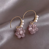 Purple woven small design earrings from pearl handmade, cat's eye, light luxury style, internet celebrity