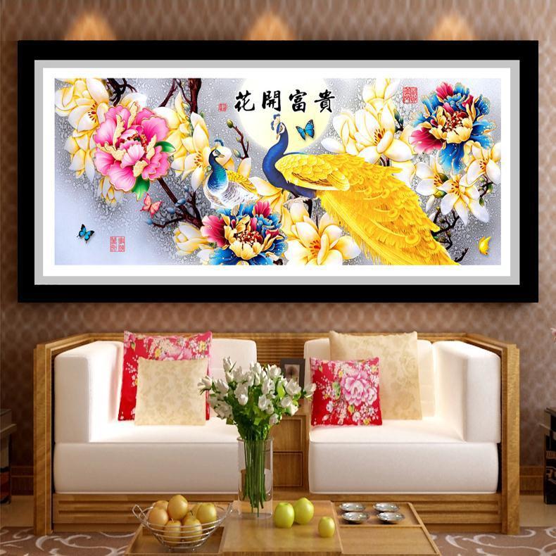 Mona Lisa sala de estar real de alta gama bordado cruzado nuevo estilo de flores ricas 54 bordado de color completo sin bordado de gancho grande image 4
