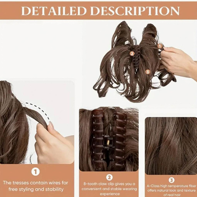 ヨーロッパとアメリカの貿易アマゾンクロスボーダーウィッグショートカーリーヘアスタイリング可能なクリップポニーテールカーリーポニーテール|undefined