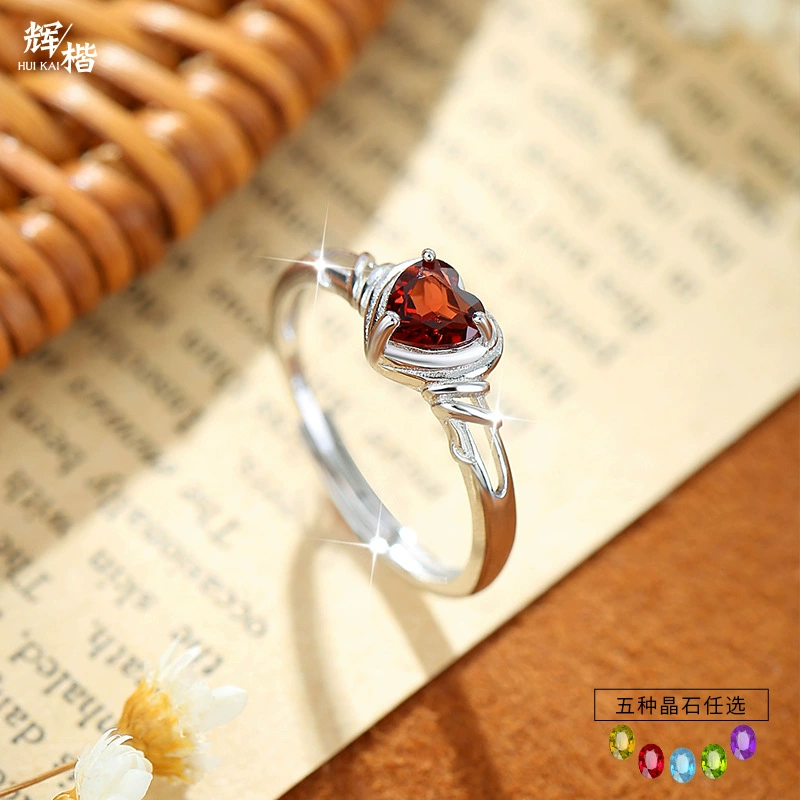Кольцо с натуральным кристаллом Love, ниша, высококачественное серебро s925, ручные украшения, женское нишевое открытое кольцо с топазом