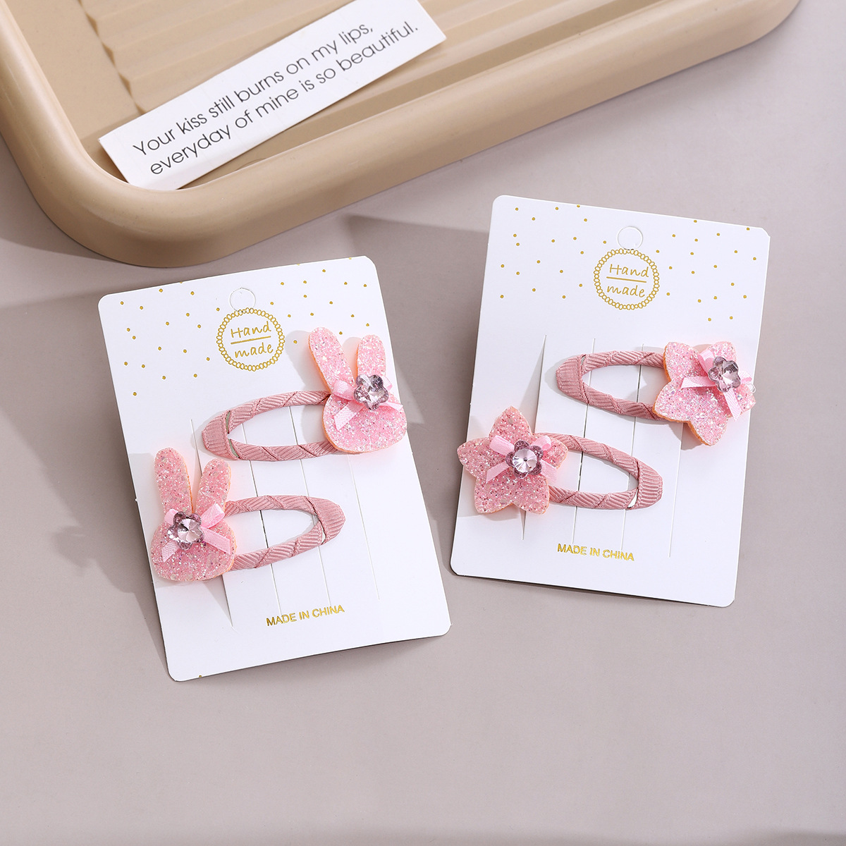 Diamante rosa brillante conejo adornos de cabello para niños lindos sequillas estrellas pinzas de cabello para niñas pinzas de cabello para bebés pinzas de cabello