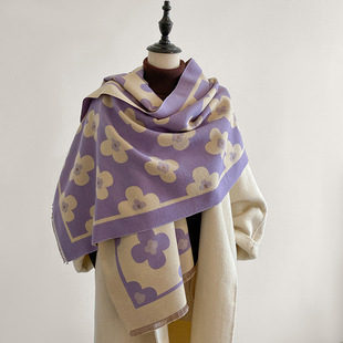 Winter new small flower printed scarf versatile Korean fashion girl shawl women's long thick warm scarf women