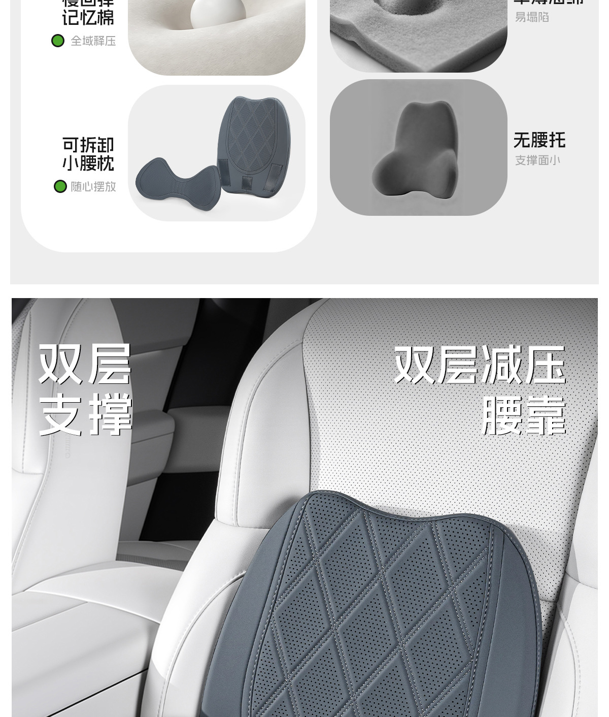 Amazon's new car lumbar support cushion, breathable backrest pad for car seats, waist support pillow for vehicles