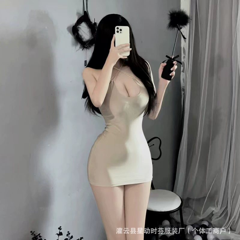 Сексуальное нижнее белье Xingdong, закрывающее бока, дикий, крайне соблазнительный, футболка большого размера, пижама, спина с завязками, чистое желание, секретарь