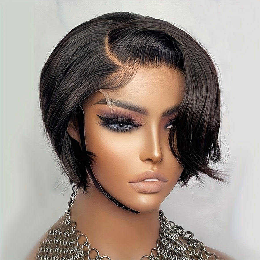 13x4x1 encaje frontal peluca pixie corte cabello humano frente encaje cabello humano