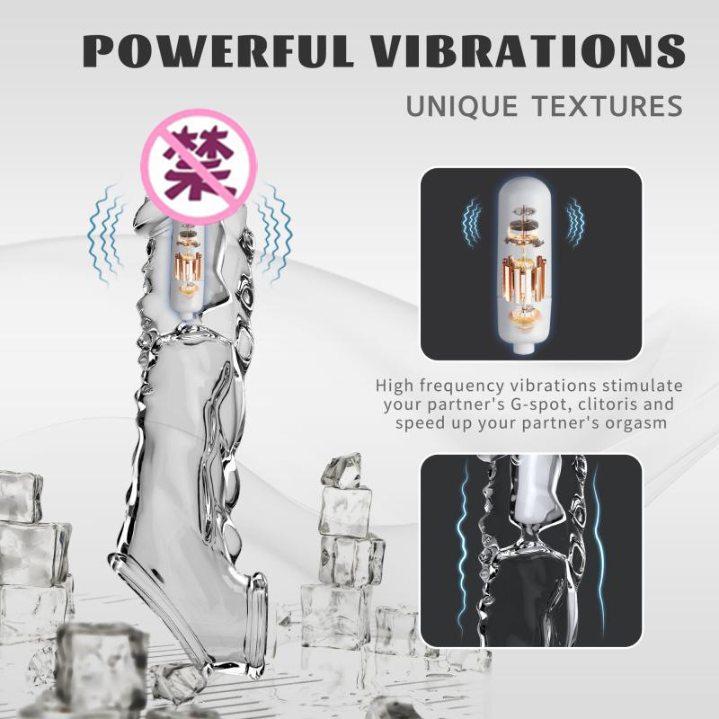 Vibrating Wolf-Tooth Delay Sleeve, Textured Lock-On Penis Extender for Couples — detail image 16