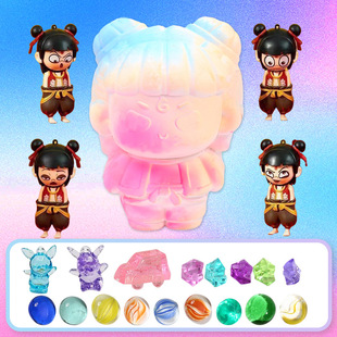 Face-Changing Nezha Gem Digging Toy for Boys, Archaeological Excavation Ore, Children's Handmade Gem Hunting Paste for Girls, Children's Day