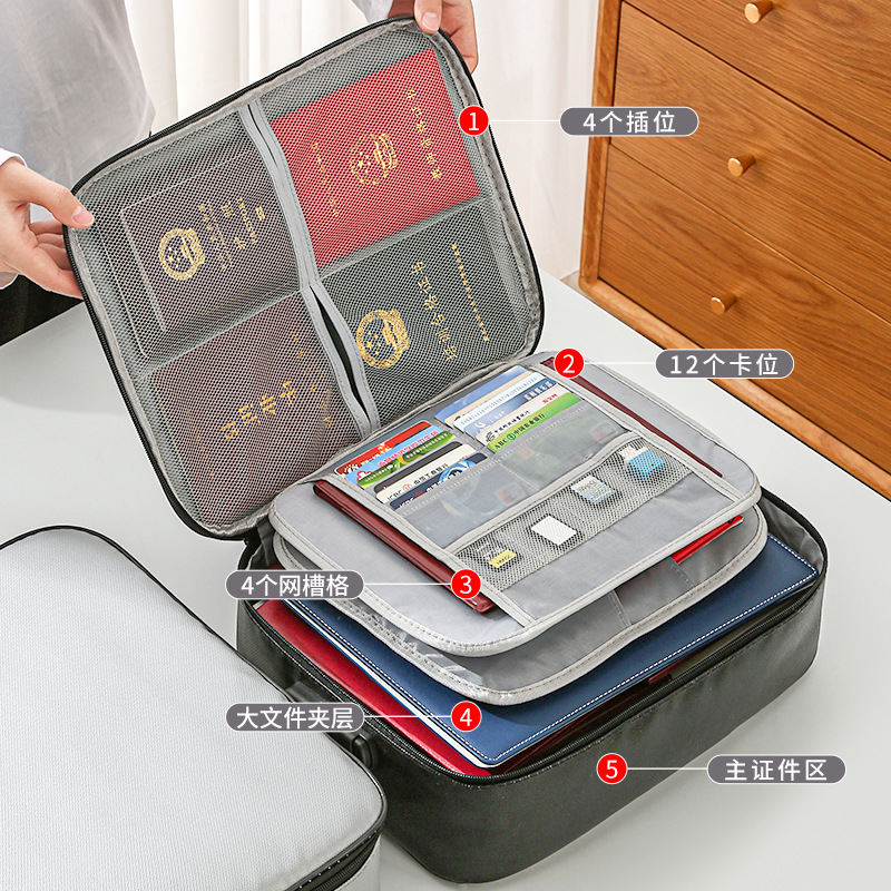 Certificado bolsa de almacenamiento a prueba de fuego impermeable importante documento organizador caja hogar residencia folleto pasaporte organizador bolsa a prueba de humedad titular de la tarjeta