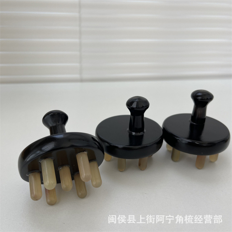 Yak Horn Comb Seven-Pin Scalp Massage Comb Portable Acupoint Head Grooming Tool quality and texture