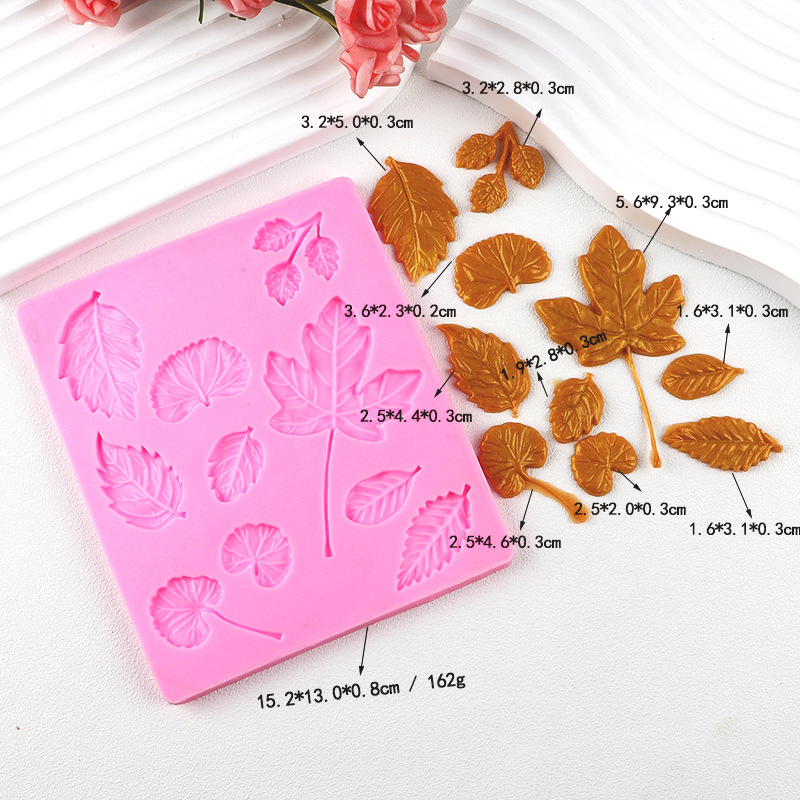 Ginkgo biloba hojas de arce hojas molde de pastel de silicona molde de chocolate herramientas de horneado arcilla molde de cerámica suave
