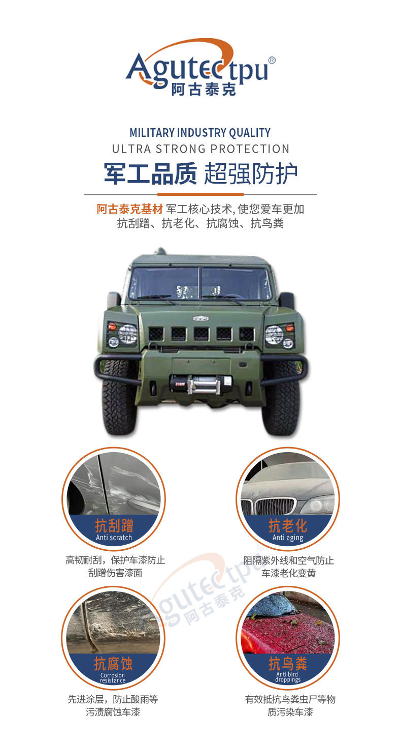 Agutek Invisible Car Film Tpu Full Body Paint Protection Film Ppf Self-Repairing Factory Direct Sales Anti-Scratch