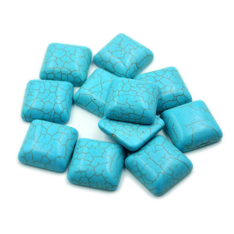 直销绿松石6～22mm正方形戒面圆形平底包珠DIY饰品贴片镶嵌批发