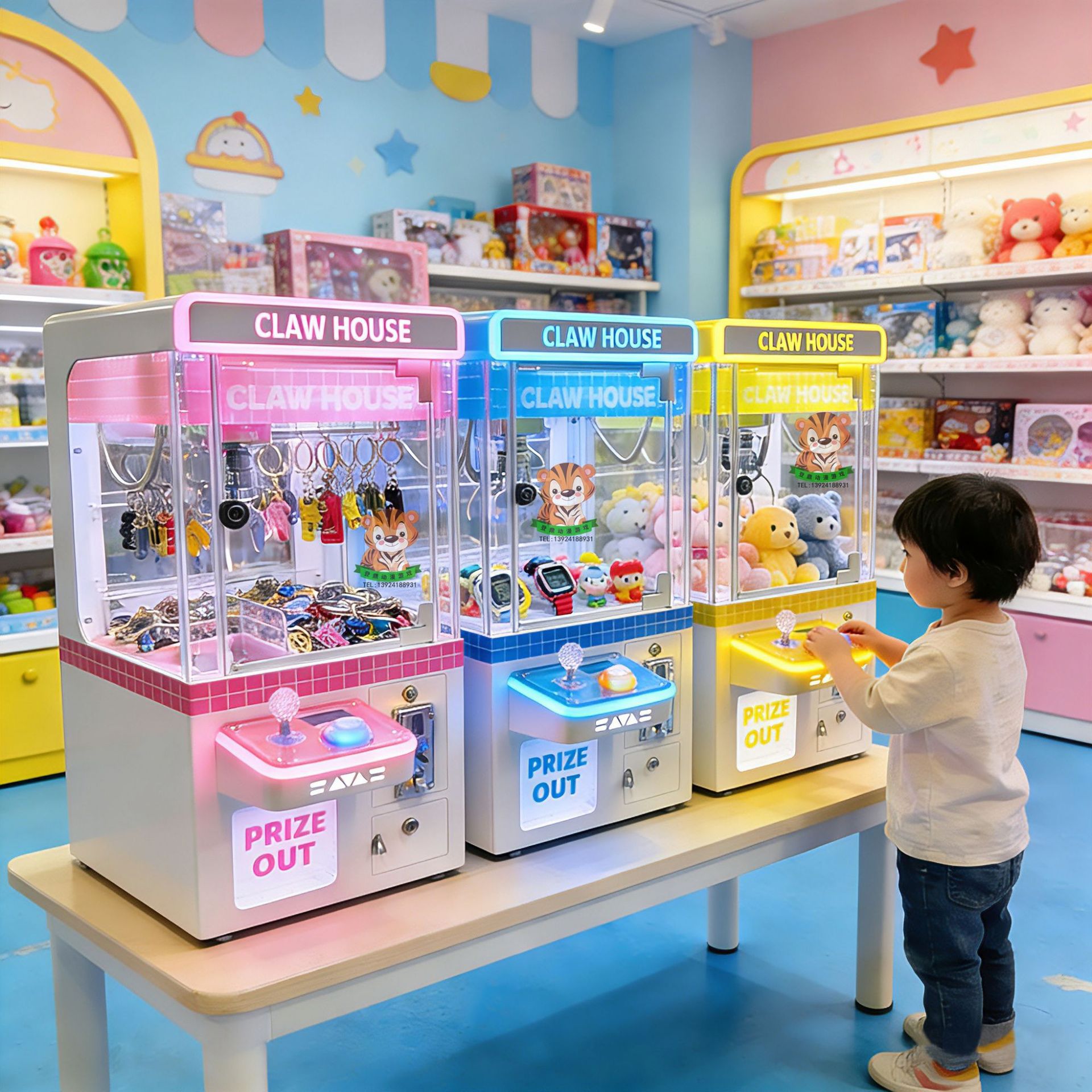 Europa, Estados Unidos, Japón y Corea del Sur exportación transfronteriza de una persona mini máquina de muñecas pequeñas 4 personas máquina de muñecas boutique moneda billetes comerciales