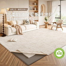 奶油风可拆洗地毯客厅纯色双层可拆卸沙发茶几垫易打理卧室床边毯