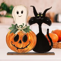 クロスボーダーハロウィン装飾屋内ハロウィン木製サインハロウィン装飾カボチャゴースト装飾テーブルサイン